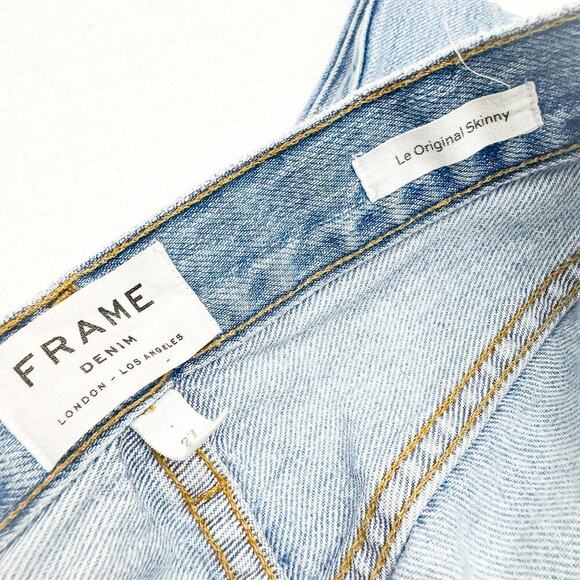 Frame Le Original Skinny Pomdale LOJSK207 Ripped Light Wash Denim Jeans Size 27 - Picture 6 of 8